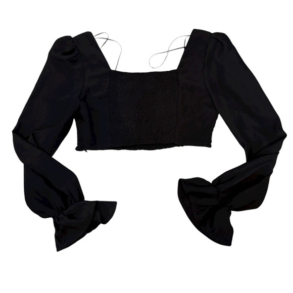 Hello Molly Black Puff Sleeve Crop Top Size 6 in excellent like-new condition - Picture 5 of 5